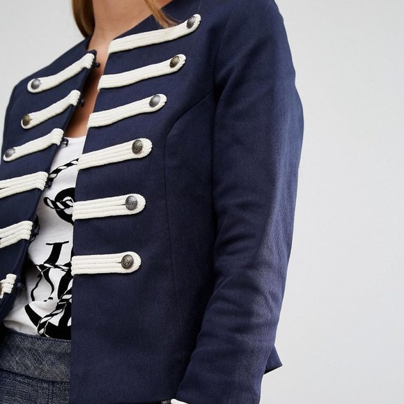 Gigi Hadid x Tommy Hilfiger Rare Navy & White Embroidered Military Jacket - Picture 7 of 10